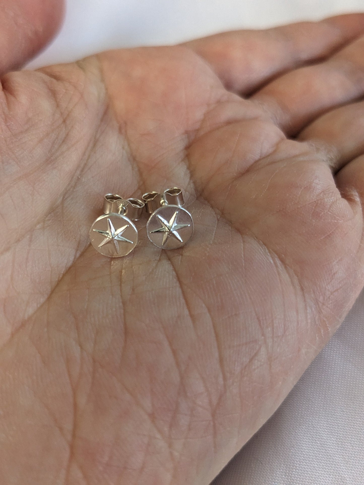 Sterling Silver Handmade Star Stud Earrings