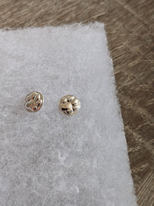 Silver Paw Print Stud Earrings