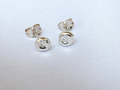 Sterling Silver Heart stud earrings | Handmade, hand stamped, small pebble studs