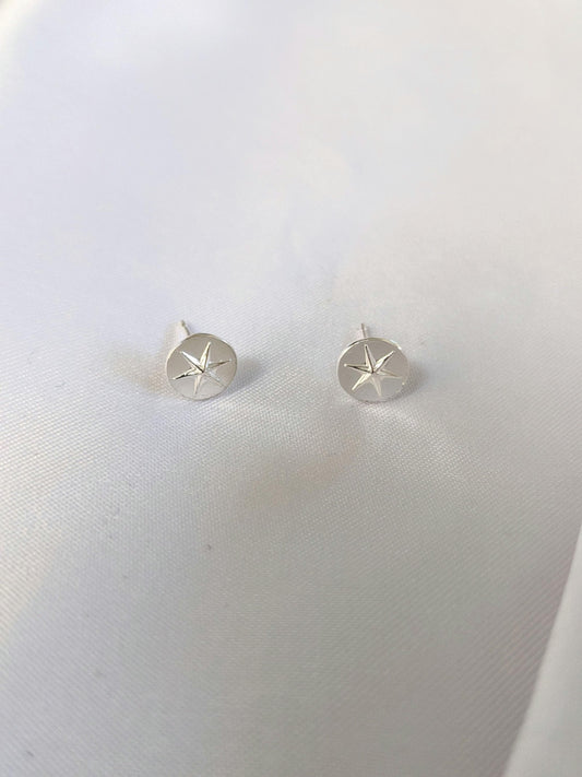 Sterling Silver Handmade Star Stud Earrings