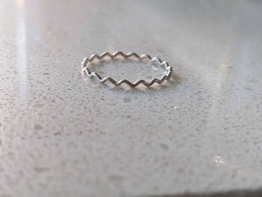 Tiny Wiggly Wave Ring - Sterling Silver Minimalist Ring - Handmade Delicate Ring