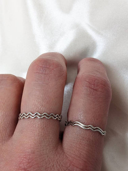 Tiny Wiggly Wave Ring - Sterling Silver Minimalist Ring - Handmade Delicate Dainty Ring