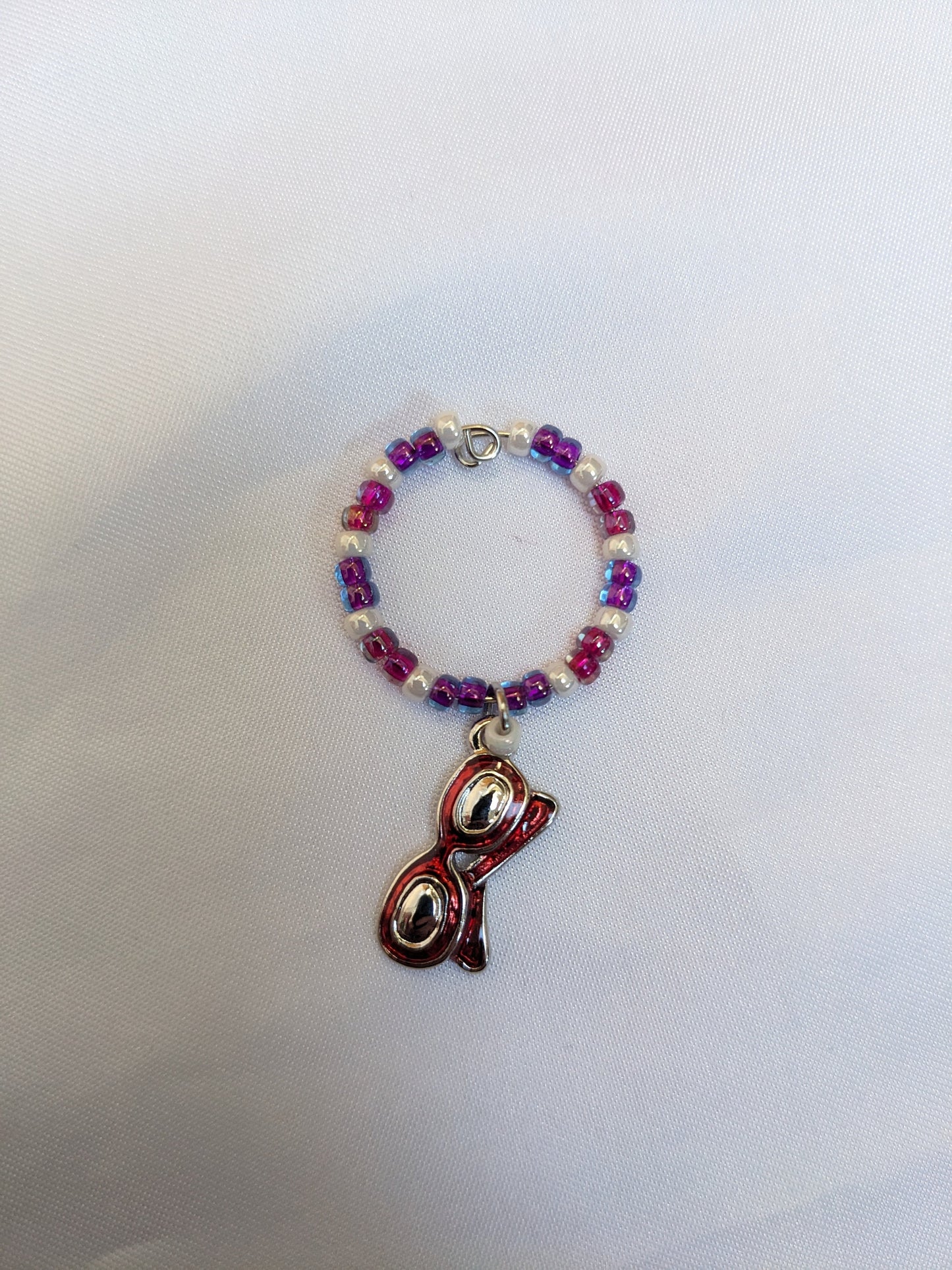 6 Girls Night Out themed pink purple beaded wine glass charms