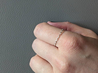 Tiny Wiggly Wave Ring - Sterling Silver Minimalist Ring - Handmade Delicate Dainty Ring