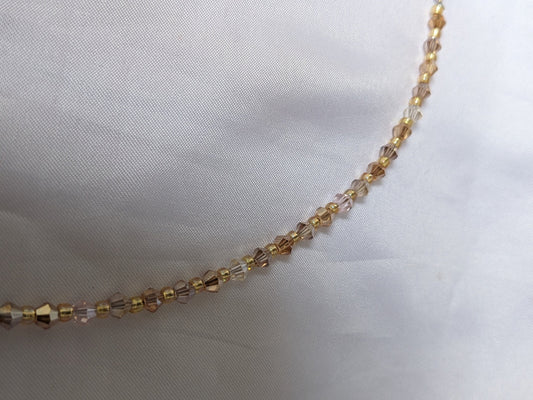 Golden bead necklace - Rose gold tone sparkly beads - Delicate jewellery