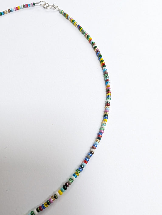 Multicoloured Dainty Seed Bead Necklace