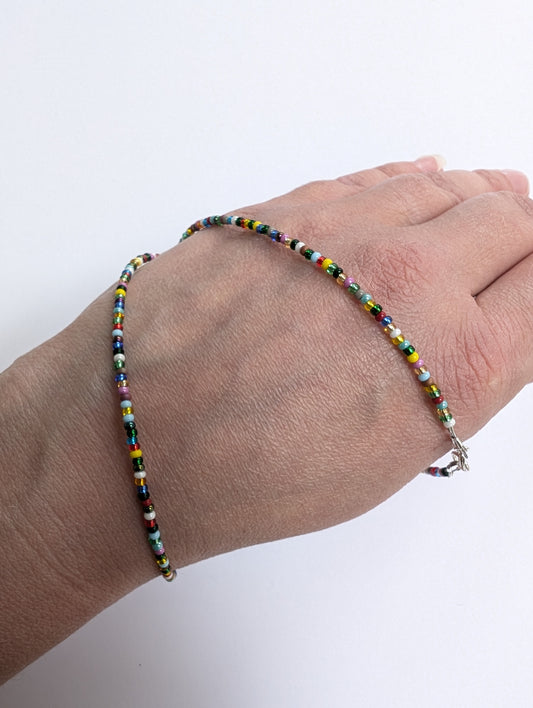 Multicoloured Dainty Seed Bead Necklace | Colourful Layering Necklace